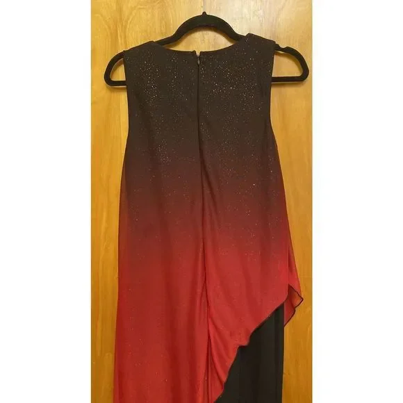 Venus Women’s Sheer overlay Jumpsuit red sparkly and black Size S - Picture 7 of 10